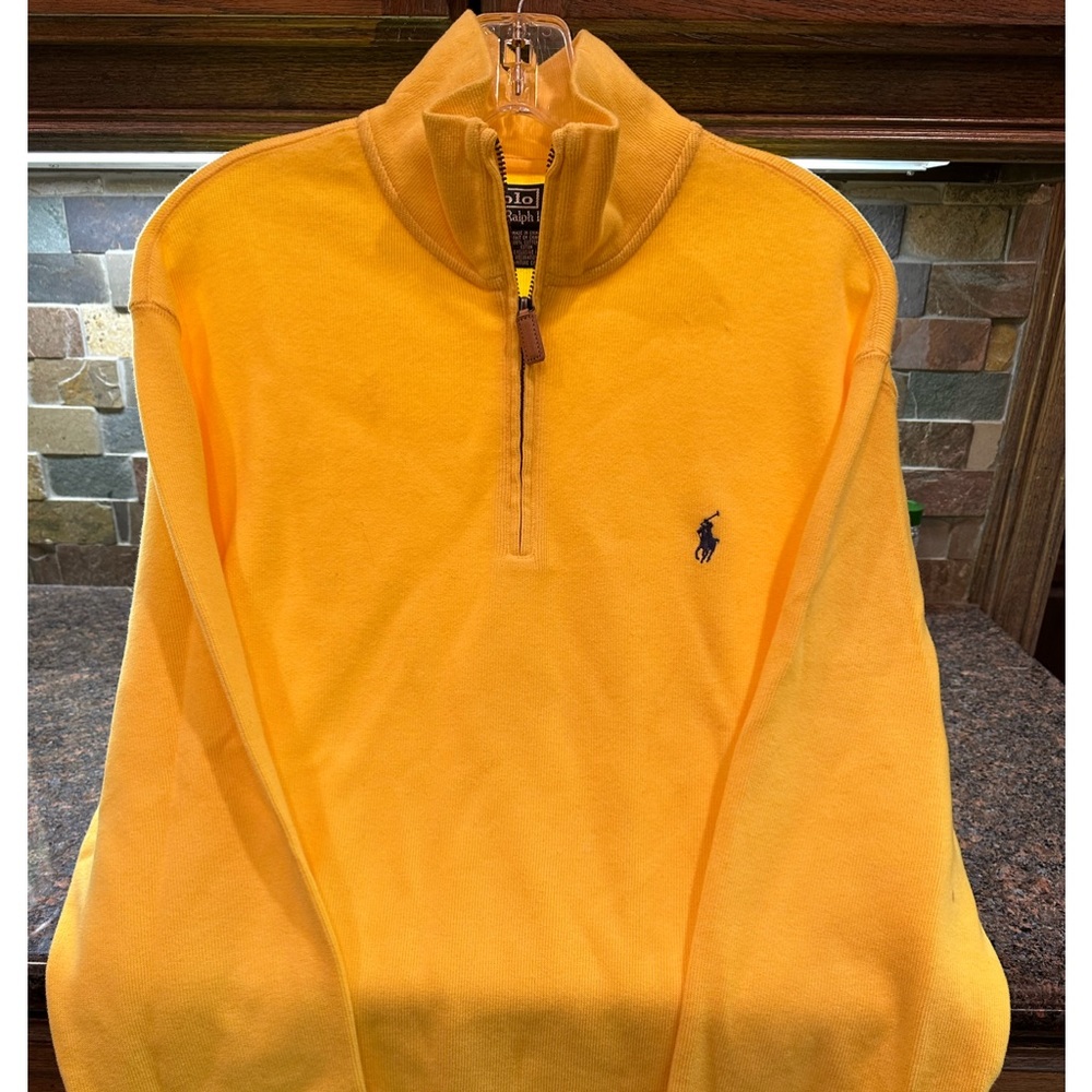 NWOT Polo ralph lauren yellow quarter zip- size L